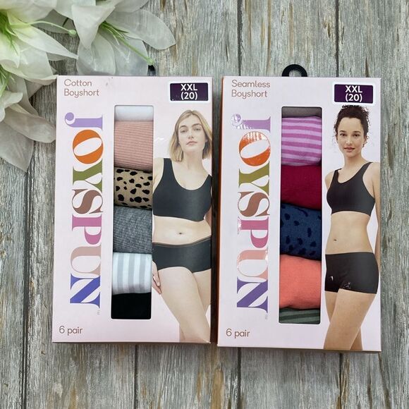 Women's Seamless & Cotton Boyshort Panties Underwear Briefs 2, 6-Packs Size XXL - Picture 1 of 8